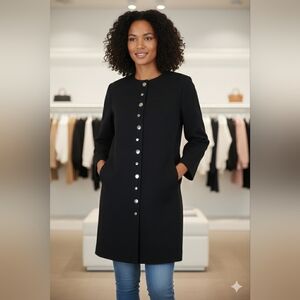 Zara Elegant Black Longline 3/4 Sleeve Faux Suede Medium Cardigan Jacket